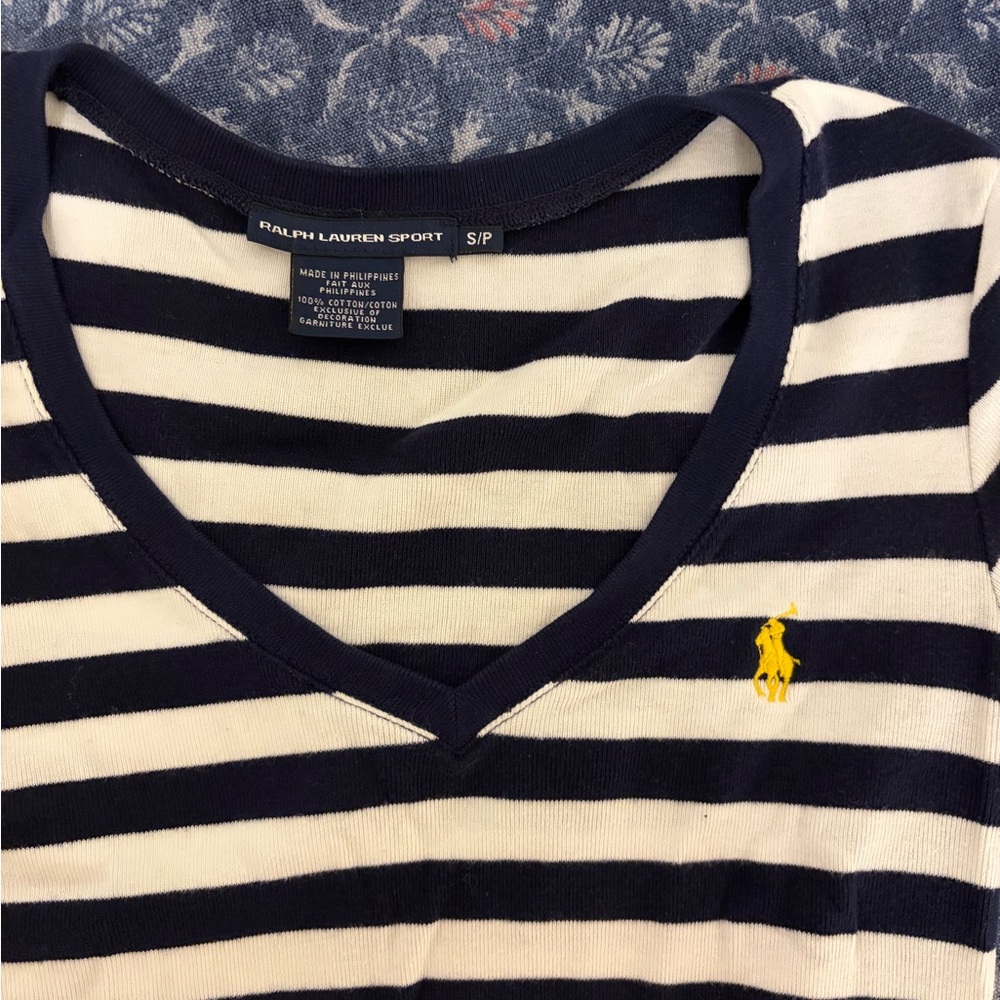 Ralph Lauren Navy and White Striped Top